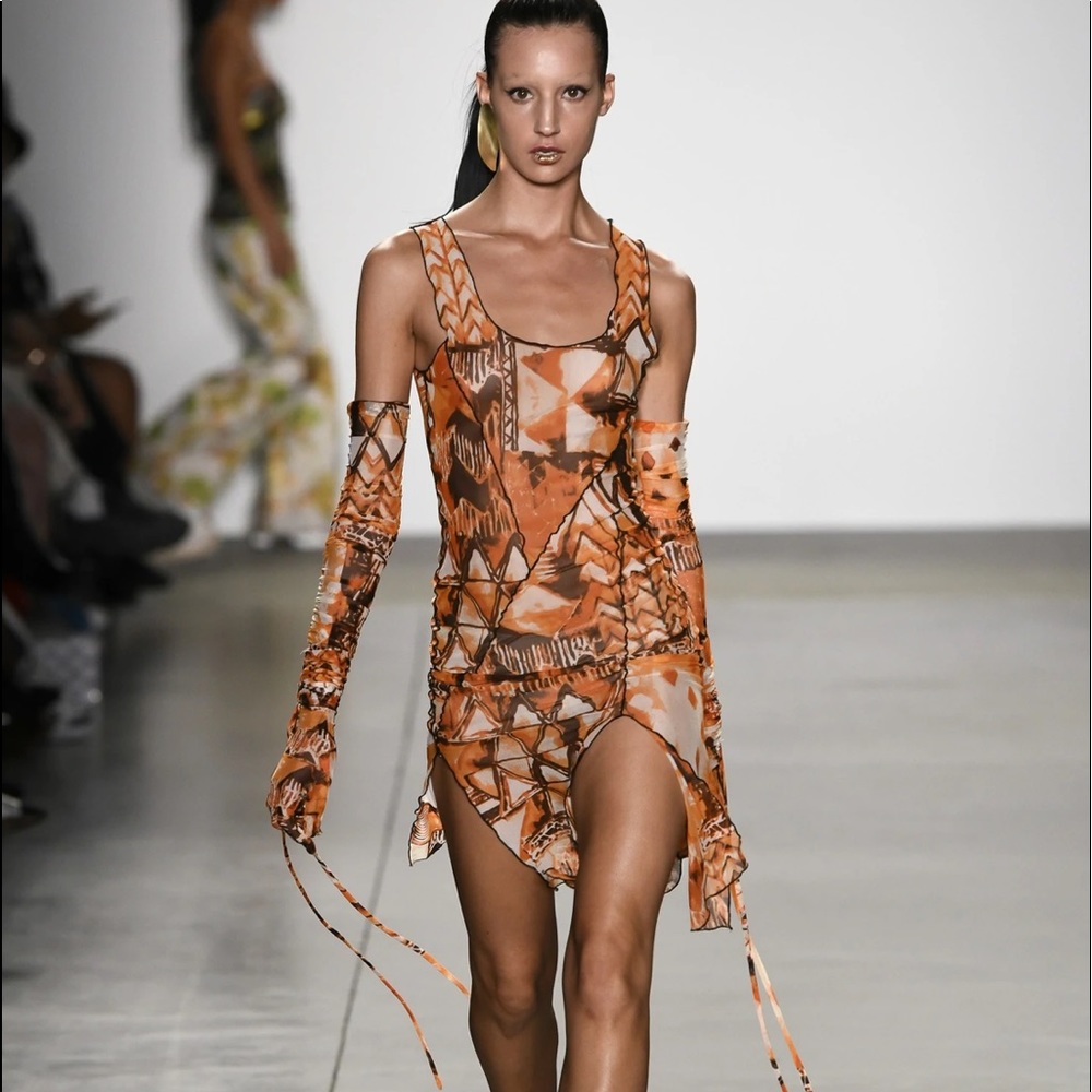 Kim Shui Mesh Print Dress With Gloves